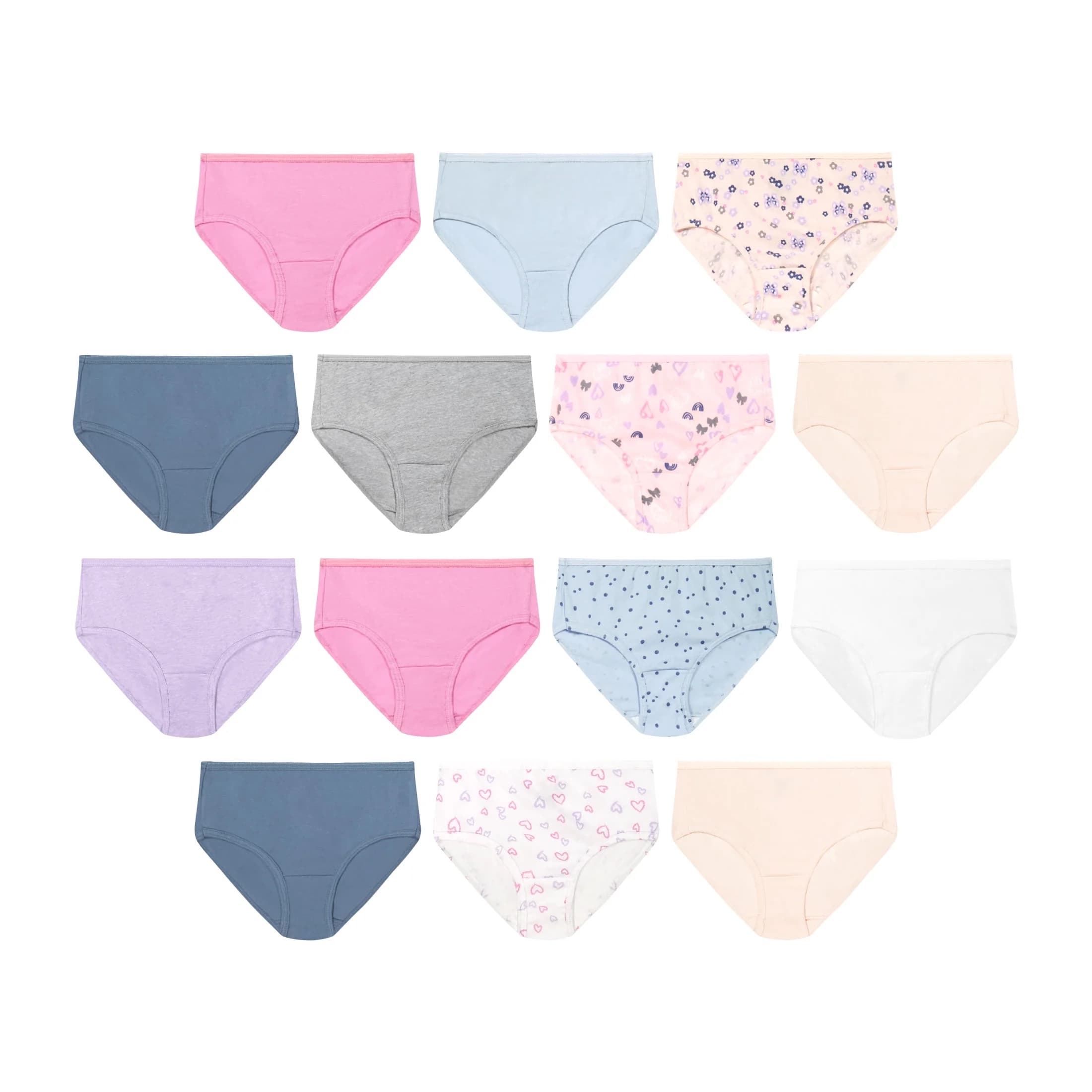 Hanes Girls Briefs Underwear Pack, 14-Pack, Core Cotton Brief Panties for Girls “Colors May Vary”