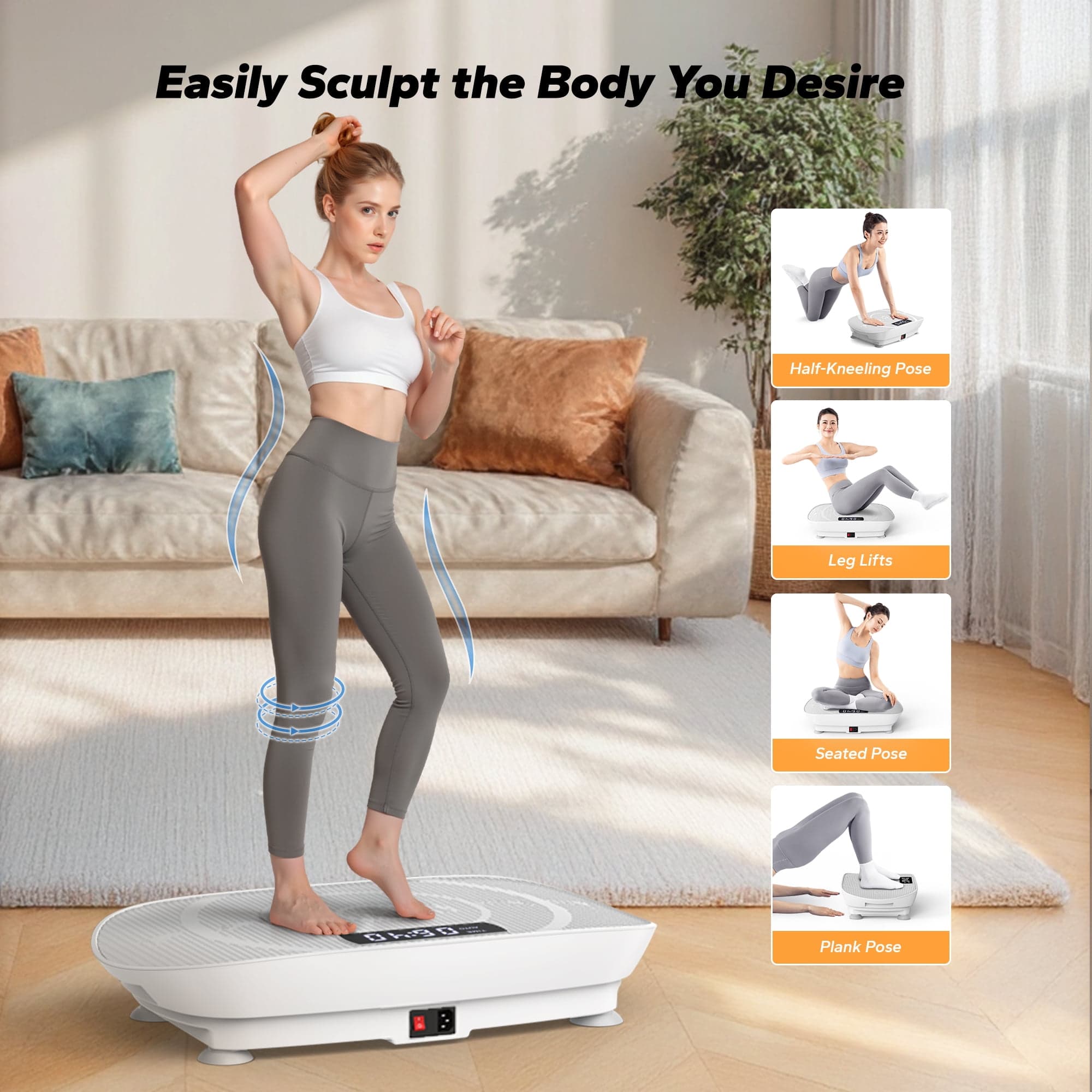 MERACH 400lb Vibrating Plate Muscle Toner Resistance Band Whole Body Vibration Exercise Equipment Machine with Remote Control Home Gym