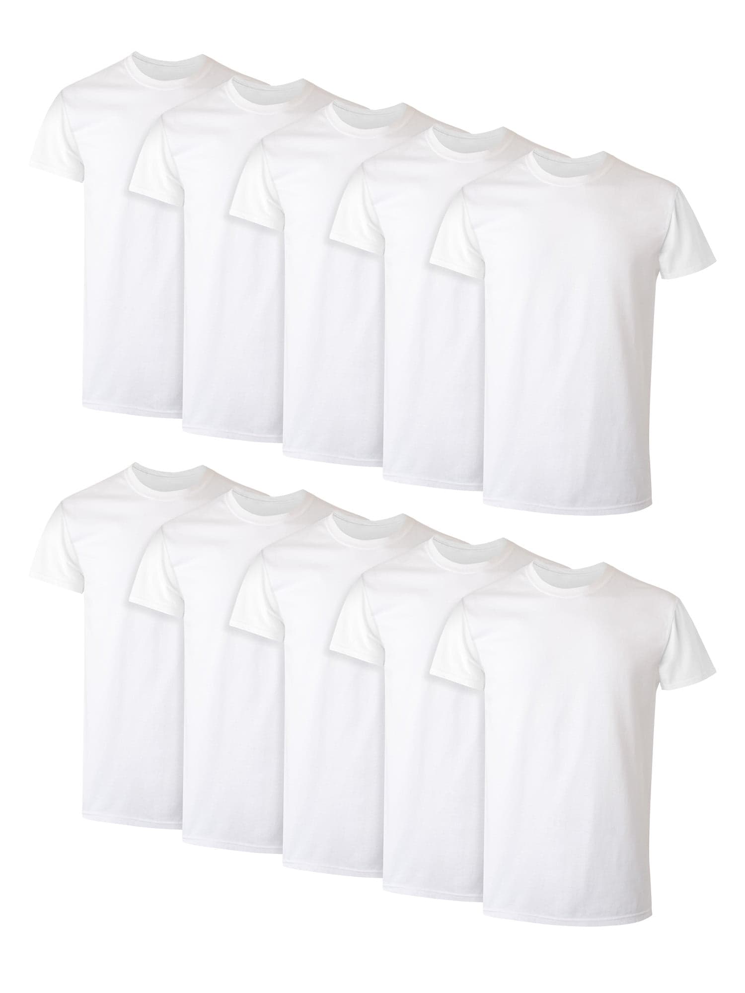 Hanes Men's Super Value Pack White Crew T-Shirt Undershirts, 10 Pack
